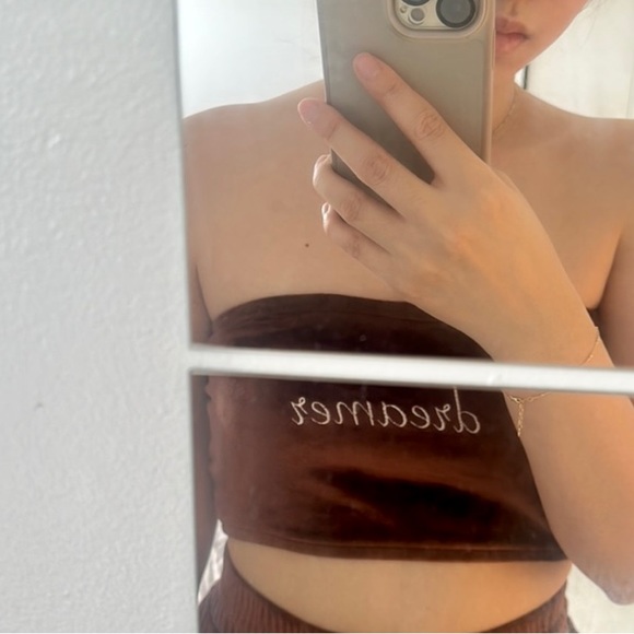 NWT ASOS Threadbare orchid velour bandeau lounge set in brown (price is firm) - Picture 13 of 13